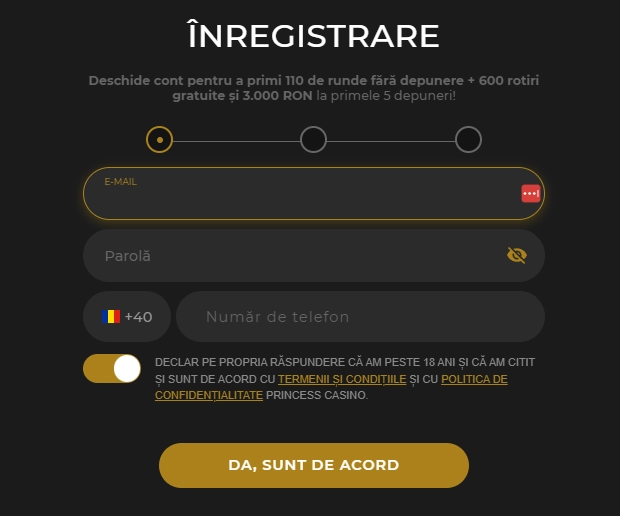 Princess casino registration
